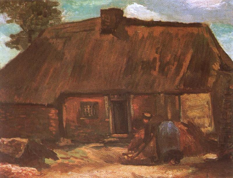 Vincent Van Gogh Cottage with Peasant Woman Digging (nn04) china oil painting image